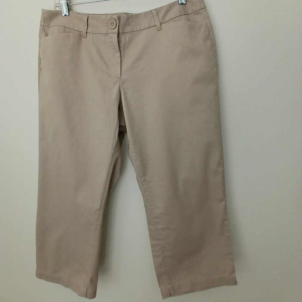 Loft Petites 'Curvy' 100% Cotton Mid Length Wide Leg Capri  Pants  NWT Sz 8P
